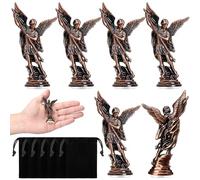 Wesiti 6 statuette religiose dell'Arcangelo San Michele, 8 cm, con sacchetti di velluto nero, da collezione, decorazione per casa o auto