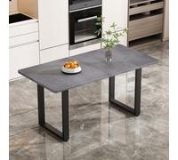 Weskjer Tavolo da pranzo in stile industriale, rettangolare, da pranzo, moderno, semplice, in ferro, grigio