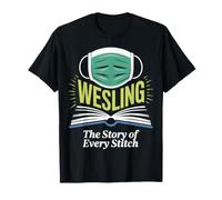 WESLING Maschera & Libro Design - La Storia di Ogni Stitch Maglietta
