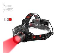 WESLITE Lampada Frontale LED Rossa, Lampade da Testa Rosso Ricaricabile Torcia Frontale con Luce Rossa per la Caccia Zoom in grado per Astronomia, Visione Notturna e Caccia (Luce Rossa e Bianca)