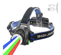 WESLITE Lampada Frontale Multicolore 4 in 1, Torcia Frontale Ricaricabile con Luce Rossa, Verde, Blu e Bianca, Lampada Frontale con Opzioni di 4 Colori Zoom per Pittura Leggera, Fotografia, Campeggio