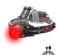 WESLITE Lampada Frontale Rossa, Lampada Frontale da Caccia USB Ricaricabile Lampade da Testa con Filtro Rosso 3 Modalità Zoomable per Caccia, Astronomia, Osservazione delle Stelle, Visione Notturna
