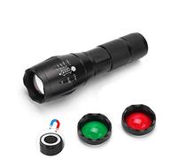 Torcia Multicolore con Filtro Rosso Verde, WESLITE 1000 lumen Torcia Tattica Rossa Verde Bianca con Magnete Torcia di Segnale Tricolore Zoom in grado Lenti in Vetro di Scambio a 3 Colori