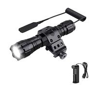 WESLITE Torcia Tattica LED Ricaricabile, 1300 Lumen Alta Potenza Torce da Caccia 1 Modalità Impermeabile Luce da Caccia Torcia con Pressostato, Supporto per Binari e Caricabatteria