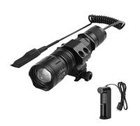 WESLITE Torcia Tattica Ricaricabile, 1200 Lumen Torcia LED ad Alta Potenza la Caccia Zoom in grado Torcia da Caccia con Pressostato, Montaggio su Guida, Batteria e Caricabatterie