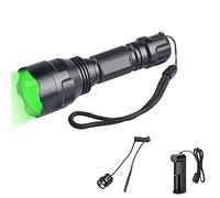 WESLITE Torcia Verde da caccia, 1200 Lumens Torcia Potente da LED Ricaricabile Impermeabile 1 Modalità Tattica Torce Luce Verde con Pressostato e Caricabatteria per la Notturna