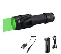 WESLITE Torcia Verde per Caccia 1200 Lumen, Torcia Tattica LED Ricaricabile con Luce Verde da Caccia, Zoomabile Torcia LED Verde 1 Modalità Lampada Verde da Caccia Torce con Pressostato