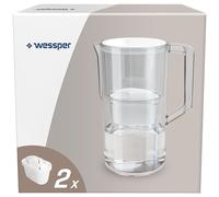 Wessper Aqua Max Basic - Caraffa filtrante per acqua da 2,5 l, compatibile con Brita Maxtra, sistema di filtraggio dell'acqua per ridurre il calcare, cloro, con 2 cartucce filtro dell'acqua, colore: