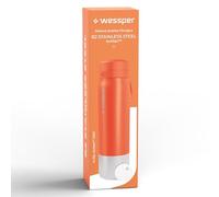 Wessper Borraccia Filtrante, Bottiglia in Acciaio Inossidabile con Filtro Acqua Actitex Disc, 1 l, FiltrI al Carbone, Riduce il Cloro, BPA FREE - Arancione