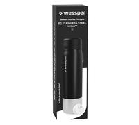 Wessper Borraccia Filtrante, Bottiglia in Acciaio Inossidabile con Filtro Acqua Actitex Disc, 1 l, FiltrI al Carbone, Riduce il Cloro, BPA FREE - Nero
