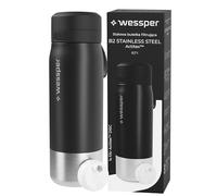 Wessper Borraccia Filtrante, Bottiglia in Acciaio Inossidabile con Filtro Acqua Actitex Disc, 700 ml, FiltrI al Carbone, Riduce il Cloro, BPA FREE - Nero