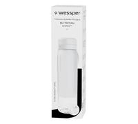Wessper Borraccia Filtrante in Tritan, 1 l, Borraccia con Filtro Acqua Actitex Disc, Fiduce il Cloro, Contatore di Sostituzione del Filtro, Bottiglia BPA FREE - Bianco