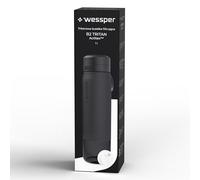 Wessper Borraccia Filtrante in Tritan, 1 l, Borraccia con Filtro Acqua Actitex Disc, Fiduce il Cloro, Contatore di Sostituzione del Filtro, Bottiglia BPA FREE - Nero