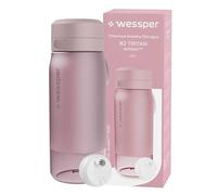 Wessper Borraccia Filtrante in Tritan, 500 ml, Borraccia con Filtro Acqua Actitex Disc, Fiduce il Cloro, Contatore di Sostituzione del Filtro, Bottiglia BPA FREE - Rosa