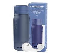 Wessper Borraccia Filtrante in Tritan, 500 ml, Borraccia con Filtro Acqua Actitex Disc, Fiduce il Cloro, Contatore di Sostituzione del Filtro, Bottiglia BPA FREE - Blu