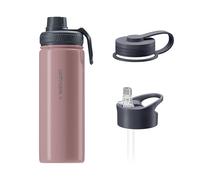 Wessper Borraccia termica in acciaio inossidabile, 500 ml, adatta a bevande calde e fredde, con tre tappi intercambiabili - Luminous Rose