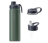 Wessper Borraccia termica in acciaio inossidabile, 700 ml, adatta a bevande calde e fredde, con tre tappi intercambiabili - Olive