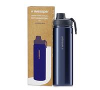 Wessper Bottiglia Termica in Acciaio Inox 700ml Thermos, Prova di Perdite BPA-Free con 3 Coperchi | Blu Bottiglia Isolamento Doppia Parete | Borraccia Bambini Adulti per Camp Bicicletta Sport