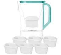 Wessper Caraffa Filtrante con Filtri, Caraffa per Frigorifero da 2,7 Litri, Cartucce per Acqua con Carbone Attivo e Rresina a Scambio Ionico, Caraffe e set di 6 Filtro - Menta