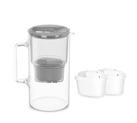 Wessper, caraffa filtrante vetro da 3 l, set composto da caraffa e 2 filtro Aquamax, riduce il cloro e i metalli pesanti, senza BPA - Grigio