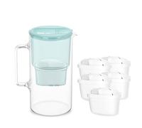 Wessper, caraffa filtrante vetro da 3 l, set composto da caraffa e 5 filtro Aquamax, riduce il cloro e i metalli pesanti, senza BPA - Menta