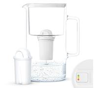 Wessper Caraffa Filtro in Vetro 3L Contatore LED | Ricambio per Aquaphor Standard Brita Classic Dafi Classic | Filtro Acqua Riduzione Pietra e Cloro, Caraffa + 1 x Cartuccia - Bianco