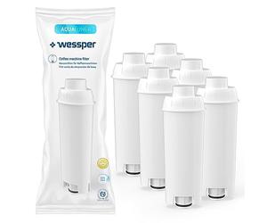 Wessper Cartucce Filtro Acqua Aqua Lunga Compatibili con Macchine da Caffè Automatiche Delonghi DLSC002, SER3017 & 5513292811 - ECAM, ESAM, ETAM, SECAM - Confezione da 6