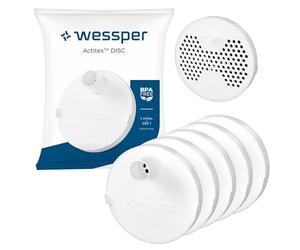 Wessper Confezione da 5 ActitexTM DISC filtro dell'acqua al carbone attivo rotondo per bottiglia d'acqua da 1 litro, tappo filtro bottiglia d'acqua al carbone attivo fino a 250 litri di acqua o 1 mese