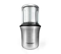 Wessper Macina Caffè e Spezie MINIMILL con 2 Contenitori in Acciaio Inossidabile da 70 g, Coltello a Scatto e Coltello Speciale per Chicchi di Caffè, Pesto, Noci, Zucchero, Spezie, Cereali 200 Watt