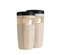 Wessper Tazze Riutilizzabile 400 ml, Bicchiere con Tappo per Bevande Calde e Fredde, da Asporto, si Inserisce nel Portabicchierip dell'auto, Sostituta dei Contenitori Monouso - 2 pezzi - Beige