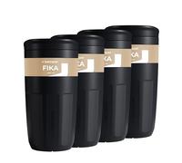 Wessper Tazze Riutilizzabile 400 ml, Bicchiere con Tappo per Bevande Calde e Fredde, da Asporto, si Inserisce nel Portabicchierip dell'auto, Sostituta dei Contenitori Monouso - 4 pezzi - Nero