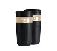 Wessper Tazze Riutilizzabile 400 ml, Bicchiere con Tappo per Bevande Calde e Fredde, da Asporto, si Inserisce nel Portabicchierip dell'auto, Sostituta dei Contenitori Monouso - 2 pezzi - Nero