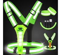 West Biking Giubbotto catarifrangente per bicicletta, con luce a LED, ricaricabile tramite USB, per jogging, jogging, gilet riflettente, elastico regolabile, luce da corsa per adulti, bambini, cane,