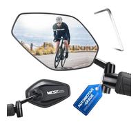 West Biking Specchio per bicicletta - Specchietto retrovisore stabile per bicicletta con campo visivo, regolabile a 360° per manubrio diametro interno 16 - 21 mm, specchio per bicicletta per e-bike