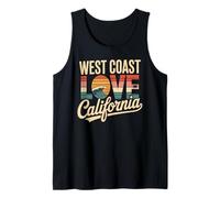 West Coast Amore California Retro Surf Oceano Tramonto Spiaggia Canotta