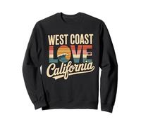 West Coast Amore California Retro Surf Oceano Tramonto Spiaggia Felpa