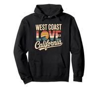 West Coast Amore California Retro Surf Oceano Tramonto Spiaggia Felpa con Cappuccio