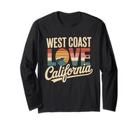 West Coast Amore California Retro Surf Oceano Tramonto Spiaggia Maglia a Manica
