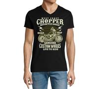West Coast Chopper Live to Ride - Maglietta da uomo in cotone con scollo a V, colore: nero, Nero , L
