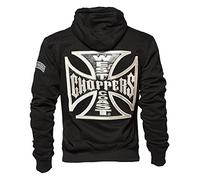 West Coast Felpa con Cappuccio E Cerniera Choppers Cross Panel Nero (L, Nero)