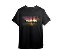 West Coast Street Series Printed T-Shirt Couple's Half Sleeve Tops Black M
