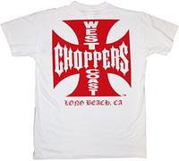 West Coast WCC Choppers T-Shirt Iron Cross Red Logo White-M