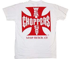 West Coast WCC Choppers T-Shirt Iron Cross Red Logo White-XXL