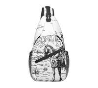 West Cowboy, borsa a tracolla con motivo cowboy, borsa a tracolla, borsa a tracolla, zaino da viaggio, escursionismo, zaino per donne e uomini, nero, taglia unica, Nero, taglia unica