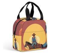 West Cowboy - Borsa portapranzo per donne e uomini, portatile, isolata, con manico, a prova di perdite, riutilizzabile, per lavoro, picnic, viaggi