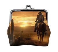 West Desert Cactus con Cowboys Riding Horses2 stampa piccolo sacchetto bacio serratura portamonete per le donne portamonete portamonete, portafoglio per carte di credito