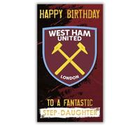 West Ham Football Club, biglietto di auguri di compleanno con adesivi da personalizzare con didascalia, mamma, papà, nipote, fidanzato, biglietto di auguri aperto, colore rosso bordeaux