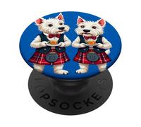 West Highland Terrier brucia la notte con Whisky Dram PopSockets PopGrip Adesivo