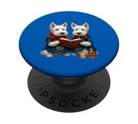 West Highland Terrier Burns - Libro di poesie e whisky PopSockets PopGrip Adesivo