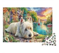 West Highland Terrier Puzzles 1000 Pezzi Materiale Riciclato Dog Art Puzzles per Anziani Allentare La Demenza Senile Fun Gioco Per La Famiglia Activity Home 52x38cm/1000pcs